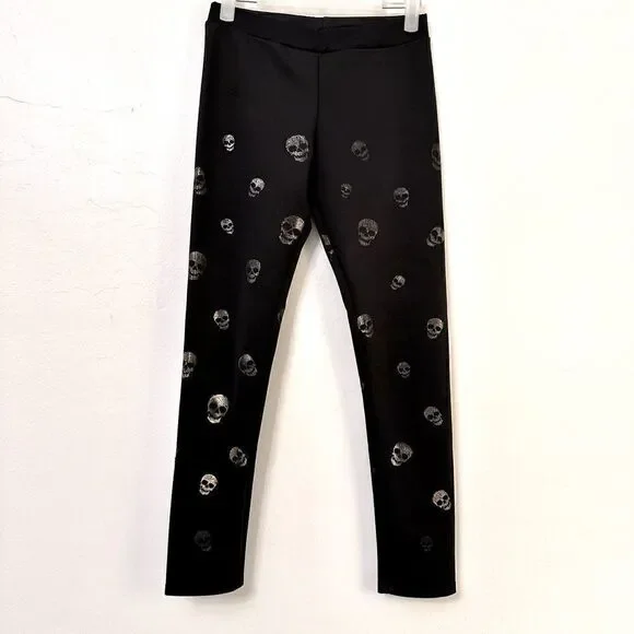 Topia Womens Leggings Athleisure Yoga Stretch High Waist Skull Print Black Small - Picture 1 of 4
